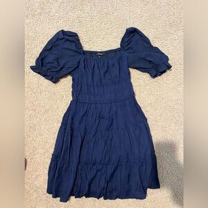 Trixxi Navy Short Sleeve Ruffle Dress